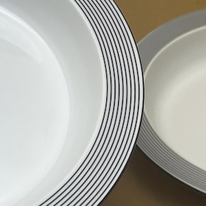 Set of 5 Dansk Ringsted Blue Rim Soup Bowl, Blue Stripe White Dansk Bowls, Navy Blue Dansk Bowls