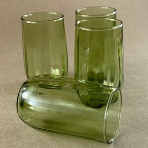 Vintage Olive Green Optic Wave Juice Glasses - Set of 4