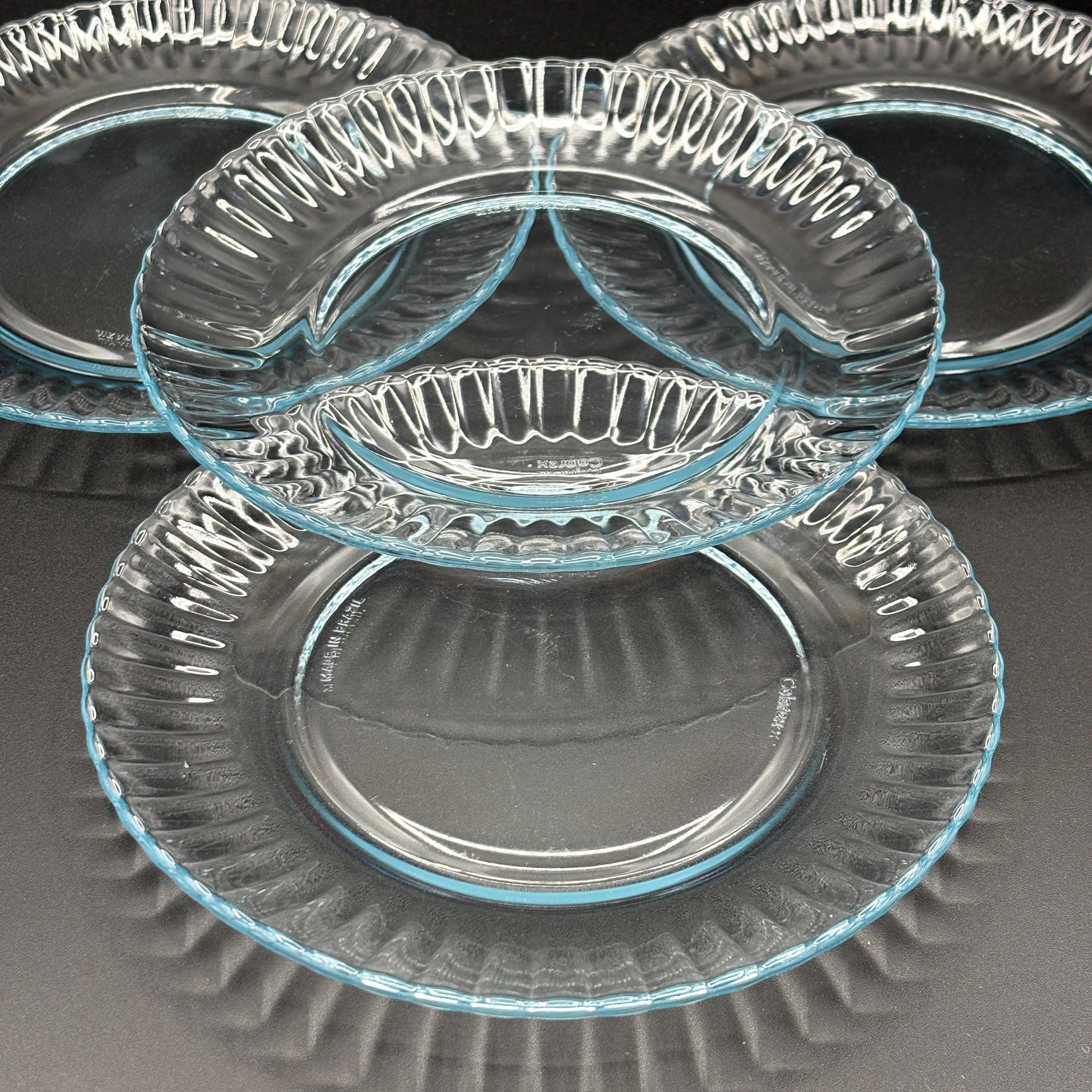 Set of 4 Colorex Azure Sapphire Blue Ribbed Glass Salad Plate