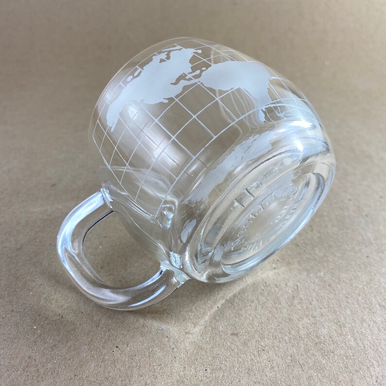 Vintage Nestle Nescafe World Globe Coffee Mug Etched Glass Etsy