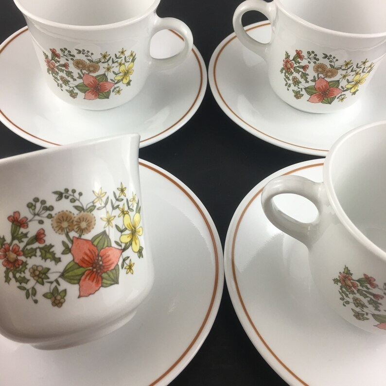 Vintage Indian Summer Corelle Corning Set of 4 Cup and Saucer Etsy