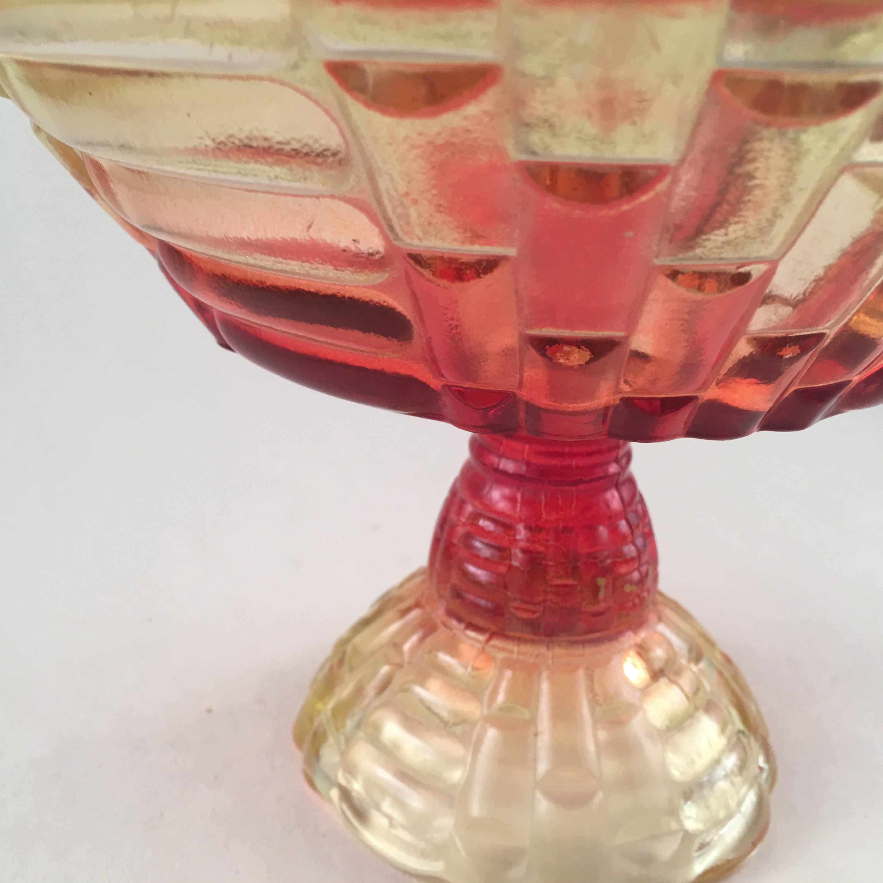 Amberina depression glass pedestal bowl vintage ombre orange Etsy