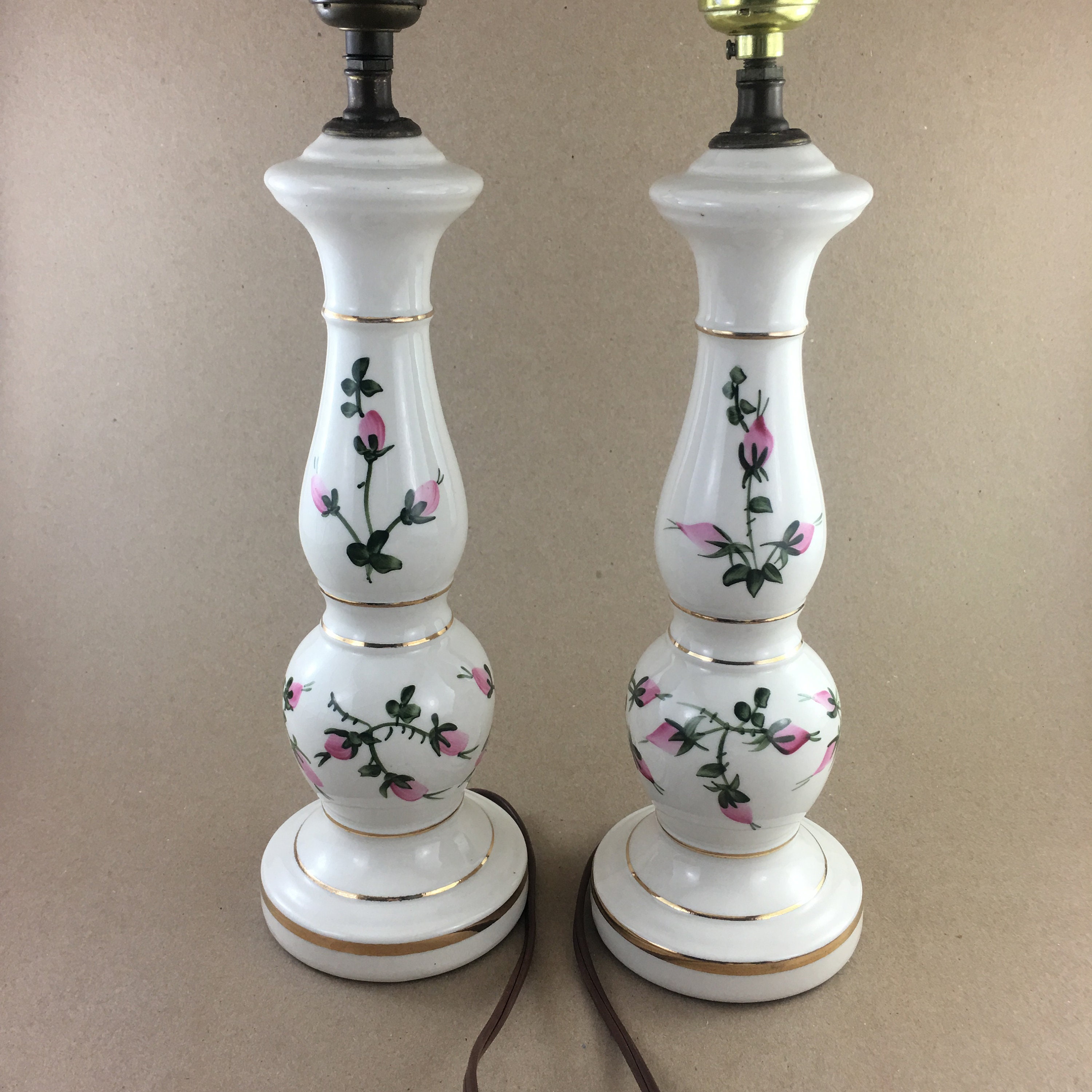 Vintage Pair Porcelain Rose Lamp Porcelain Rose Bedside Lamp Etsy