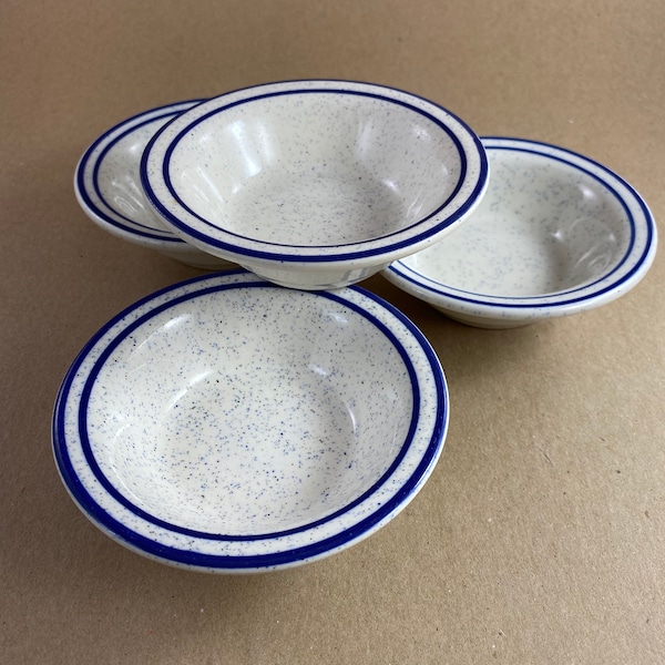 Set of Buffalo China Restaurant Ware Cobalt Blue Speckled Berry Bowl, Retro Restaurantware Berry Bowl, Set of 4 Cobalt Blue Speckled Bowl