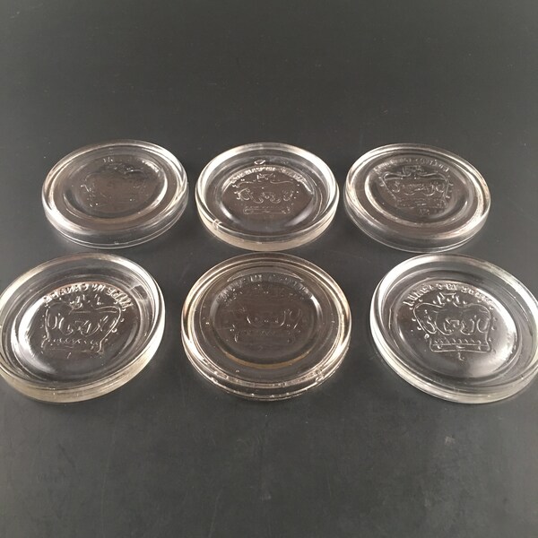 Set of 6 Vintage CROWN Glass Inserts Canning Jar Lids Canada