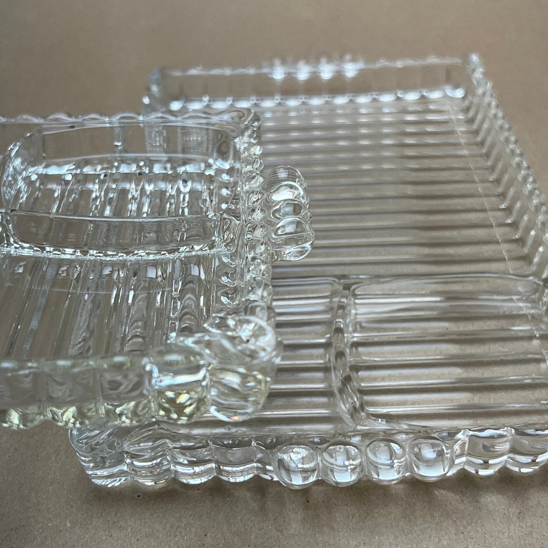 Swanky Ornate Glass Rolling Tray With Built in Ash Tray, Smoking
