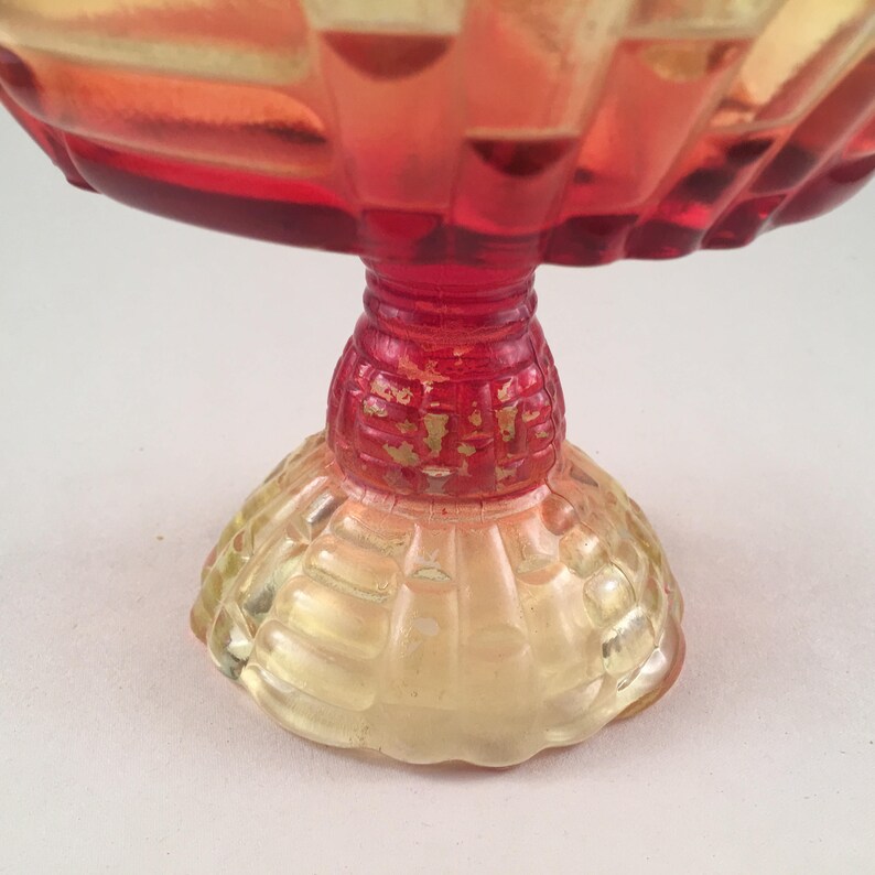 Amberina depression glass pedestal bowl vintage ombre orange Etsy