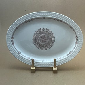 Vintage Jerez Pontesa Platter: Pink & Brown Medallion Dinnerware, Spain