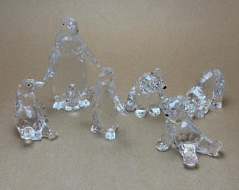 Diamond Cut Crystalline Penguin & Polar Bear Figurines - Set of 3