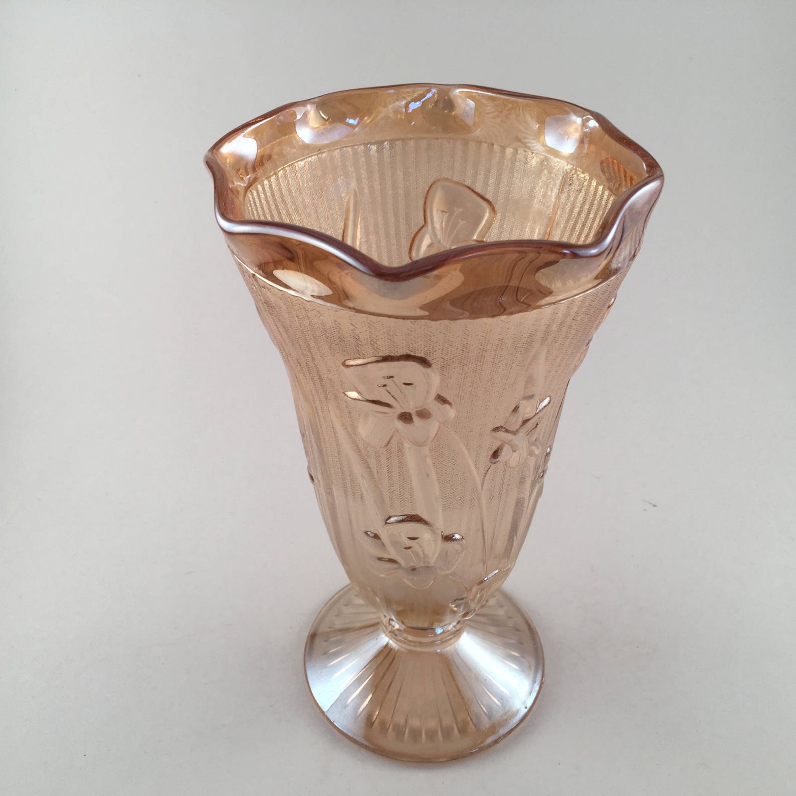 Iris and Herringbone Iridescent Vase 1930s50's Etsy