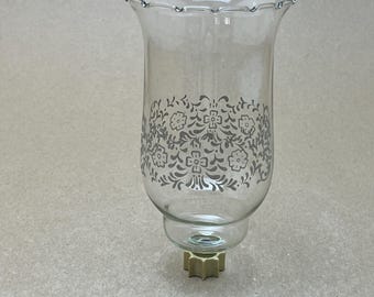 Vintage Crystal Votive Sconce Shade: Embossed Floral Band, Glass Chimney