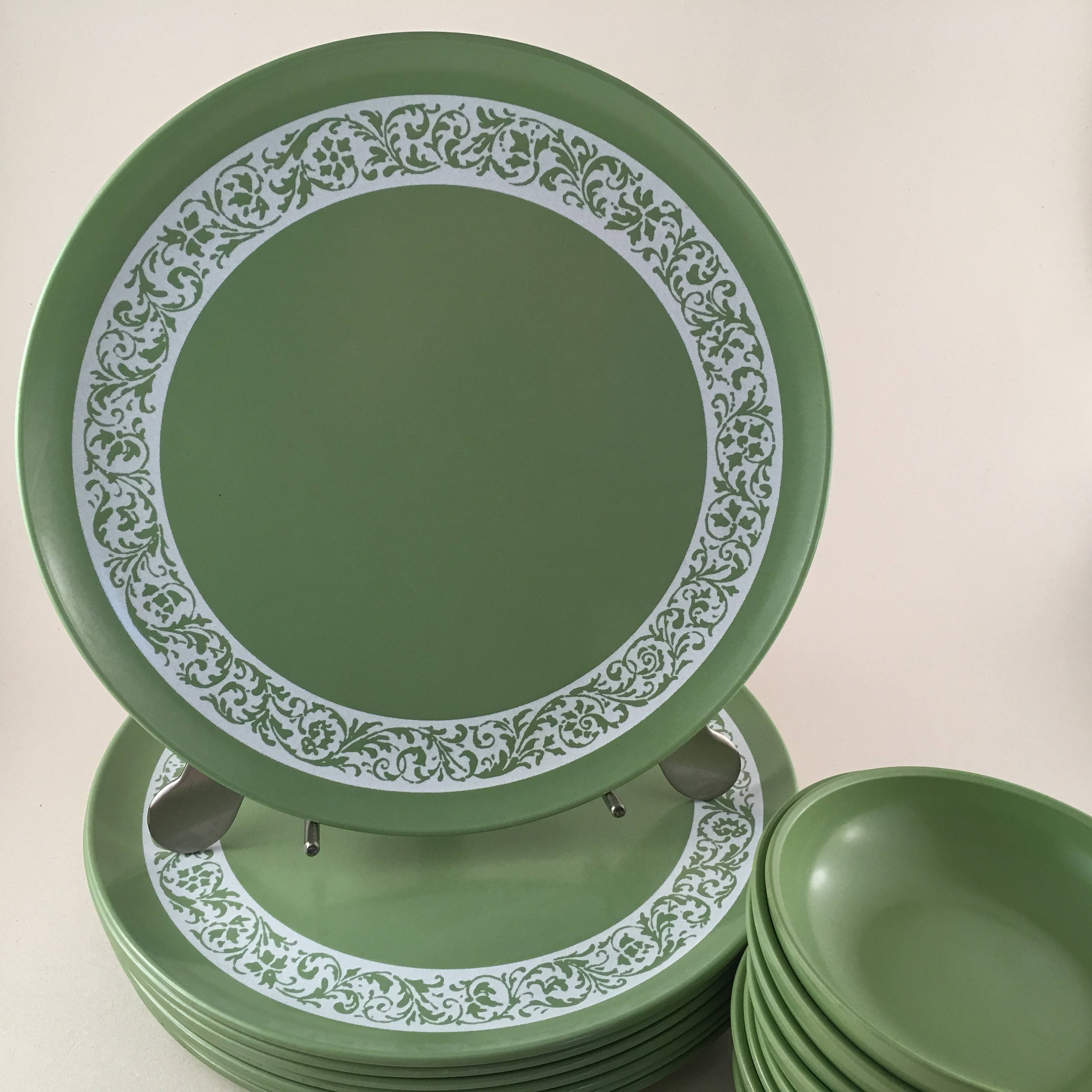 Vintage Melmac Dishes Boonton Melmac plates Avocado Green Etsy