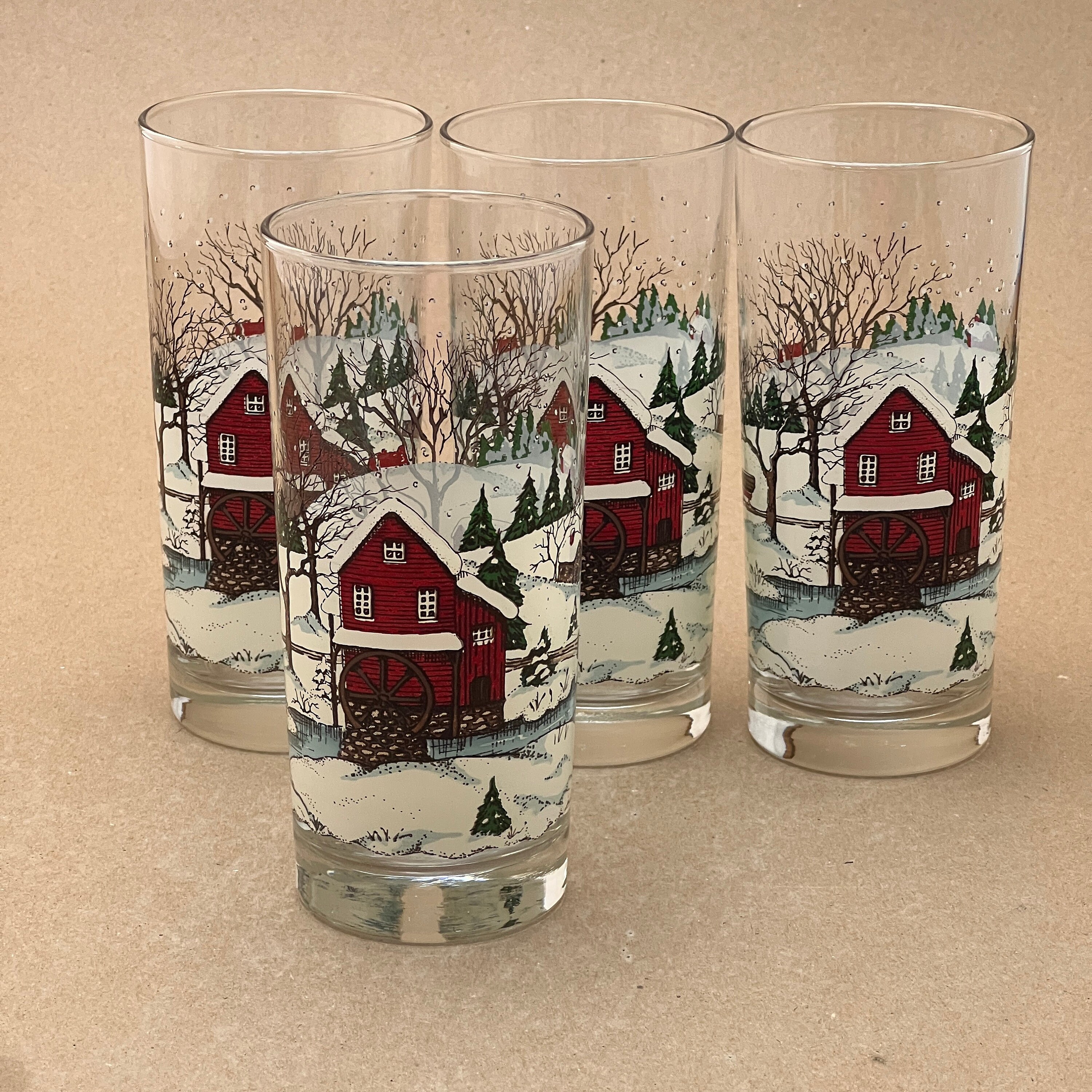 Line Art Reindeer Glass Cup, Libbey, Christmas, Personalized Clear
