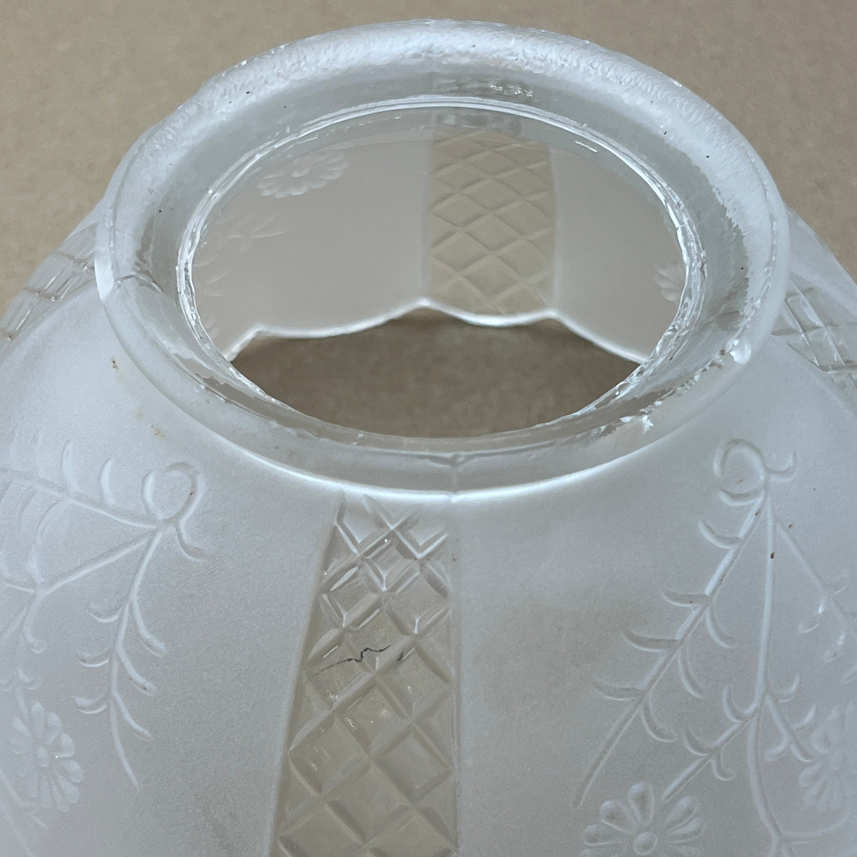 Vintage Frosted Glass Replacement Shade Glass Flowered Etsy