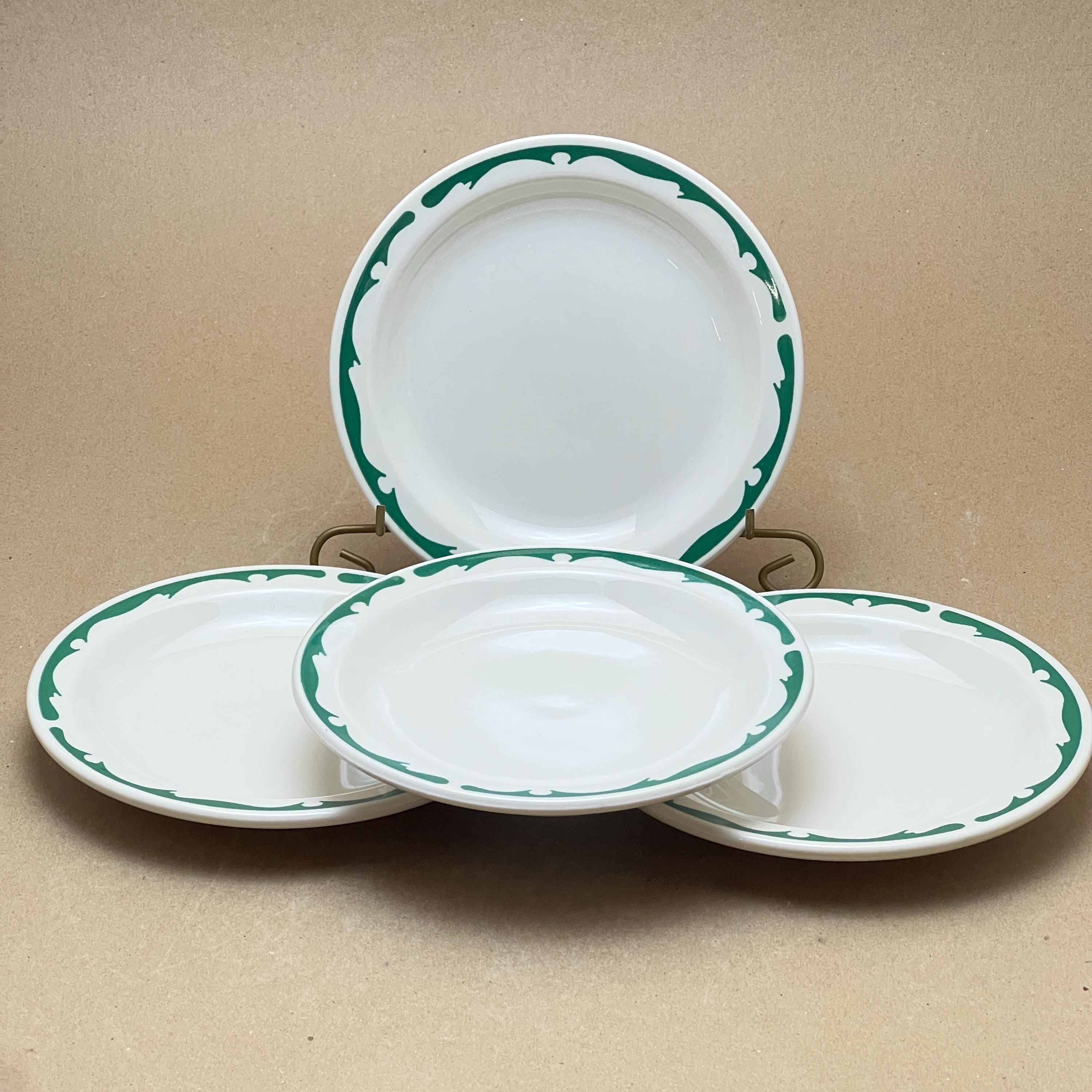 Vintage Buffalo China Side Plates - Green Stencil Restaurant Ware