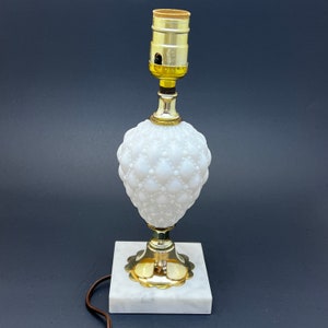 Vintage Quilted Milk Glass Marble Base Lamp, Bedside, Dresser, Quilted, Milk Glass, Lamp, Glass Lamp, Mid Century, Cottage, Shabby Chic