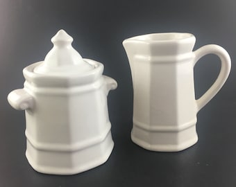 Juego de azucarero y crema blanca vintage Pfaltzgraff Heritage, diseño de George Briard