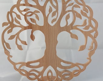 Celtic style solid beech tree of life on base