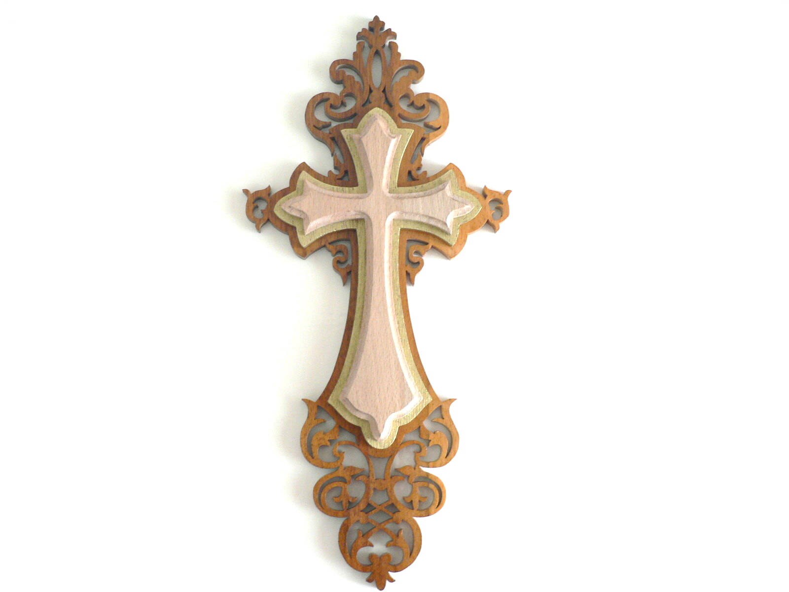 Grande Croix en Bois Découpé