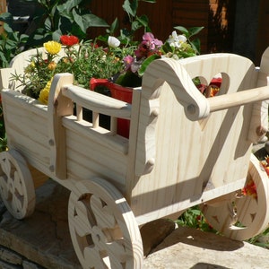 Handmade wooden pram for garden decoration, baptism, sugared almonds. image 8