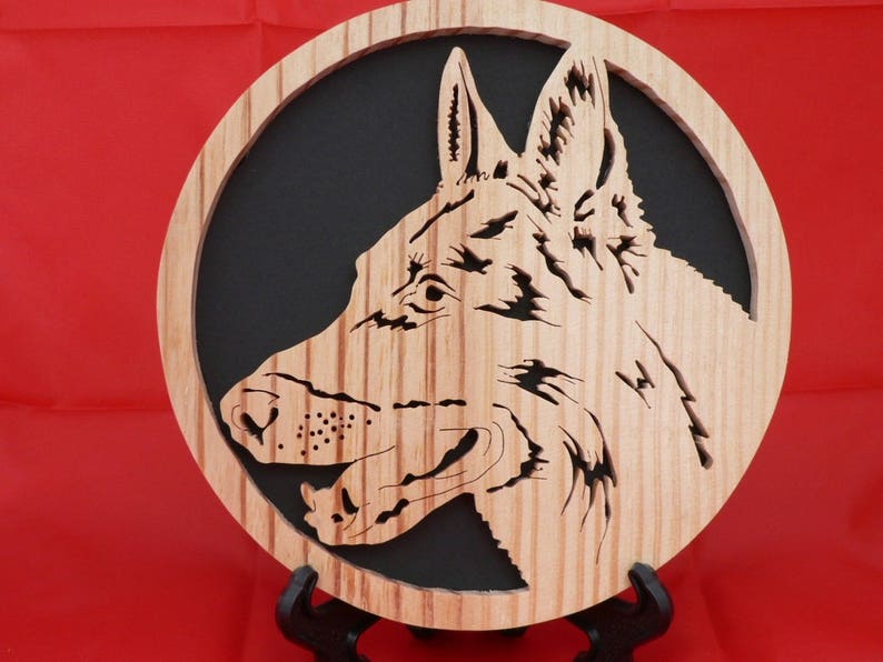 Wooden portrait cut out of dog THE GERMAN SHEPHERD image 2