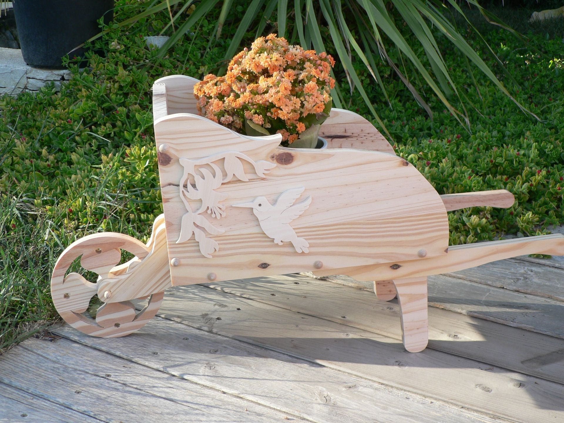Petite Brouette en Bois Pour Décoration Décor Colibri Idéal Comme Cadeau de Fête Des Mères