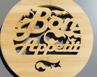 "Bon Appétit" cut bamboo underside