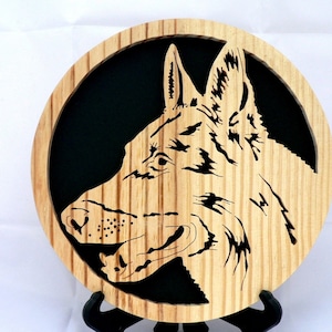 Wooden portrait cut out of dog THE GERMAN SHEPHERD image 1