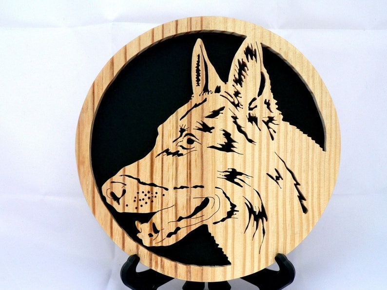 Wooden portrait cut out of dog THE GERMAN SHEPHERD image 1