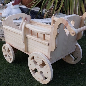 Handmade wooden pram for garden decoration, baptism, sugared almonds. image 3