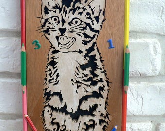 "The Kitten" cut wooden frame