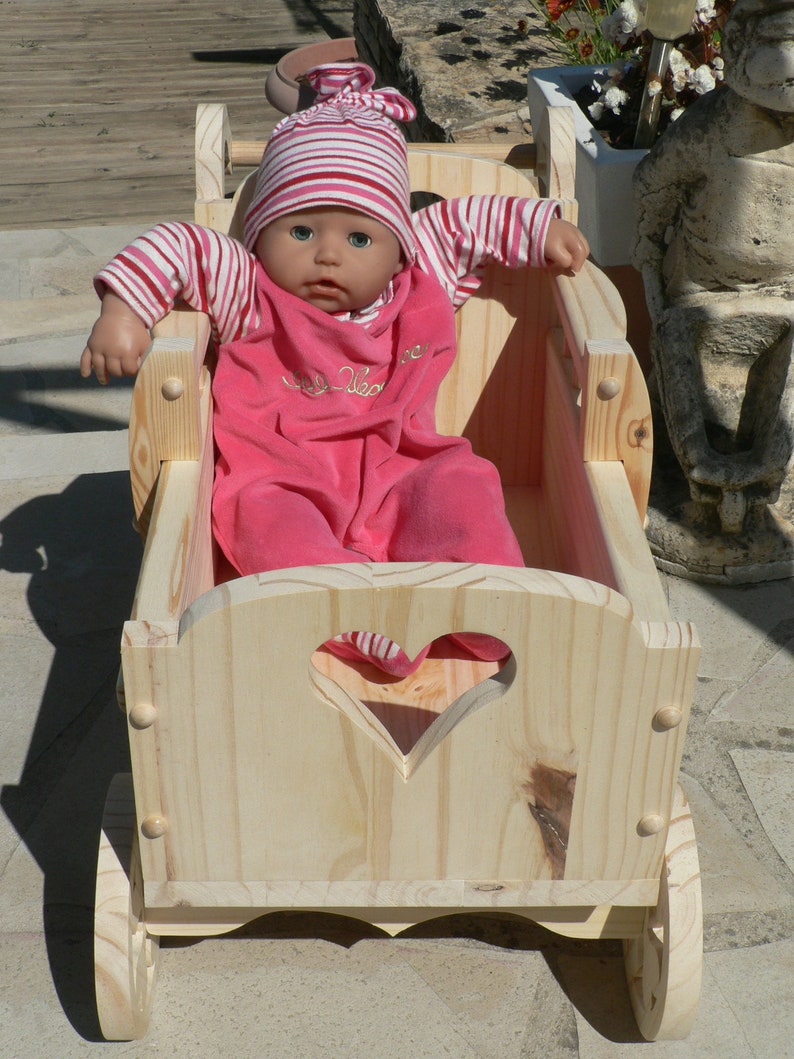 Handmade wooden pram for garden decoration, baptism, sugared almonds. image 9