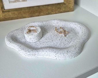 Handmade Jesmonite Cloud Tray | Irregular Jewelry Dish, Key Holder