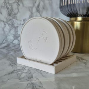 Star Sign Coaster set and Holder | Various Colours | Astrology | Zodiac Constellation| Handmade | Home Decor & Gift | Jesmonite | Drinkware