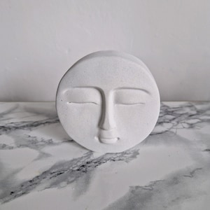 Moon Face Ornament | Sculpture | Handmade | Home Decor | Jesmonite | Shelf Decor