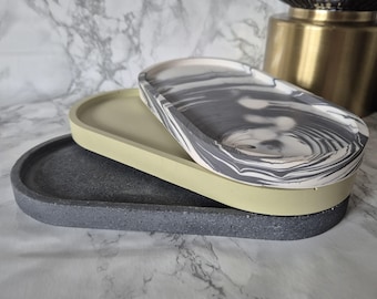 Large Decorative Oval Tray: Handmade Jesmonite Home Decor and Gift