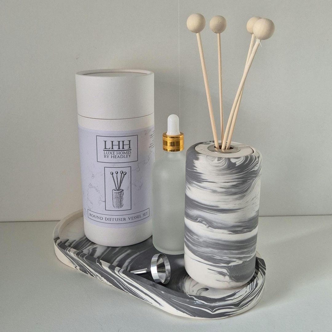 Round Diffuser Vessel Set : Handmade Jesmonite Home Decor and Gift - Etsy