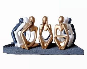 Miniature Thinker Statue Set | Various Colour | Jesmonite | Eco-friendly | Shelf Décor | Minimalist Decor | Handmade
