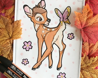 Drawing handmade Bambi (ORIGINAL, no print)