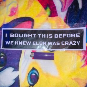 I Bought This Before We Knew Elon Was Crazy Bumper Sticker Sized 2.5”x11”