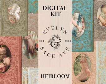 Heirloom Printable Journal Kit - A4 Digital Download - Decorative Papers for Journals and Art