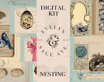 Nesting Printable Journal Kit - A4 Digital Download - Decorative Papers for Journals and Art