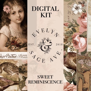 Sweet Reminisence Printable Journal Kit - A4 Digital Download - Decorative Papers for Journals and Art