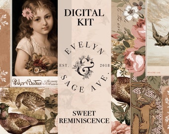 Sweet Reminisence Printable Journal Kit - A4 Digital Download - Decorative Papers for Journals and Art