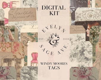 Windy Moores Tag Kit - A4 Digital Download - Decorative Papers for Journals and Art