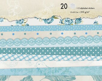 Block background papers A4 blue flowers - 20 sheets - Ref 95176C - until the stock!