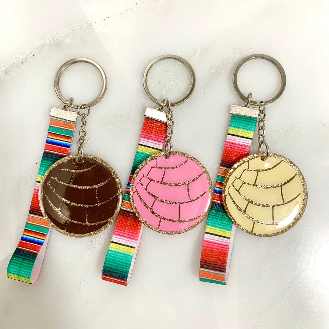 Mexican Keychain Concha Keychain Mexican Bread Keyring Etsy