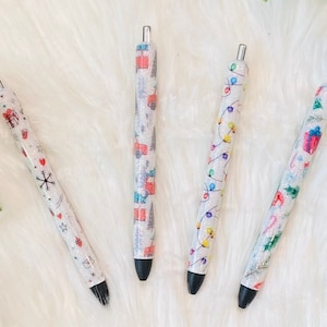 Christmas glitter pens, Refillable Gel Pens, s, Stocking Stuffer, Inkjoy gel pens, Medium point, Black ink, Christmas Pens