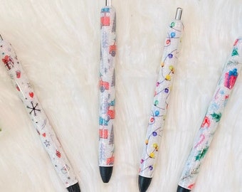 Christmas glitter pens, Refillable Gel Pens, s, Stocking Stuffer, Inkjoy gel pens, Medium point, Black ink, Christmas Pens