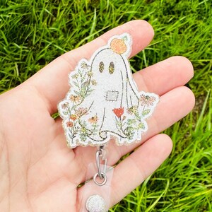 Floral Ghost Badge Reel, Retro Ghost badge reel, Nurse Badge Reel, Teacher Badge Reel, Retractable Reel, Fall Ghost Badge Reel, Cute Ghost